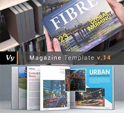 indesign模板－商业杂志(通用型/横版/20页)：Horizontal Fibre Magazine Templa